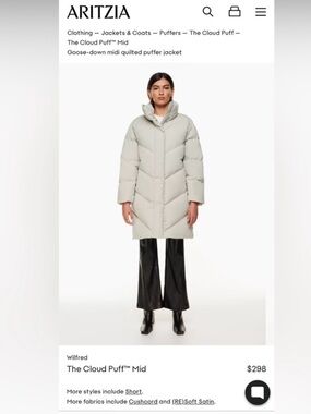 Wilfred Light Gray Quilted Mid Puffer Coat